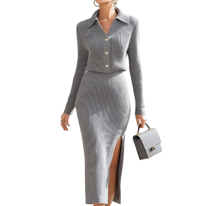 Zanvella™ | The Grey Ribbed Knit Set  