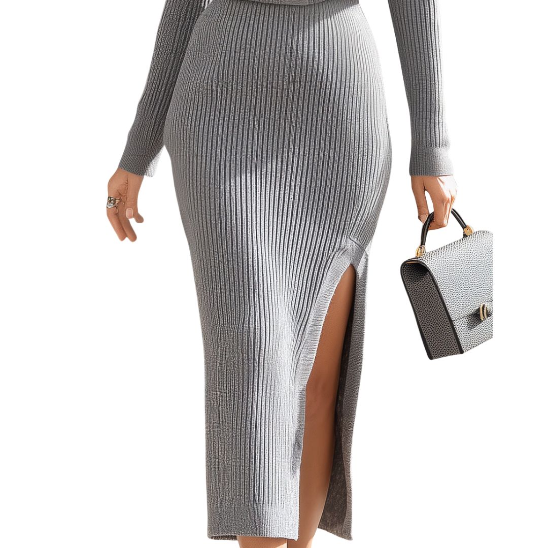 Zanvella™ | The Grey Ribbed Knit Set  