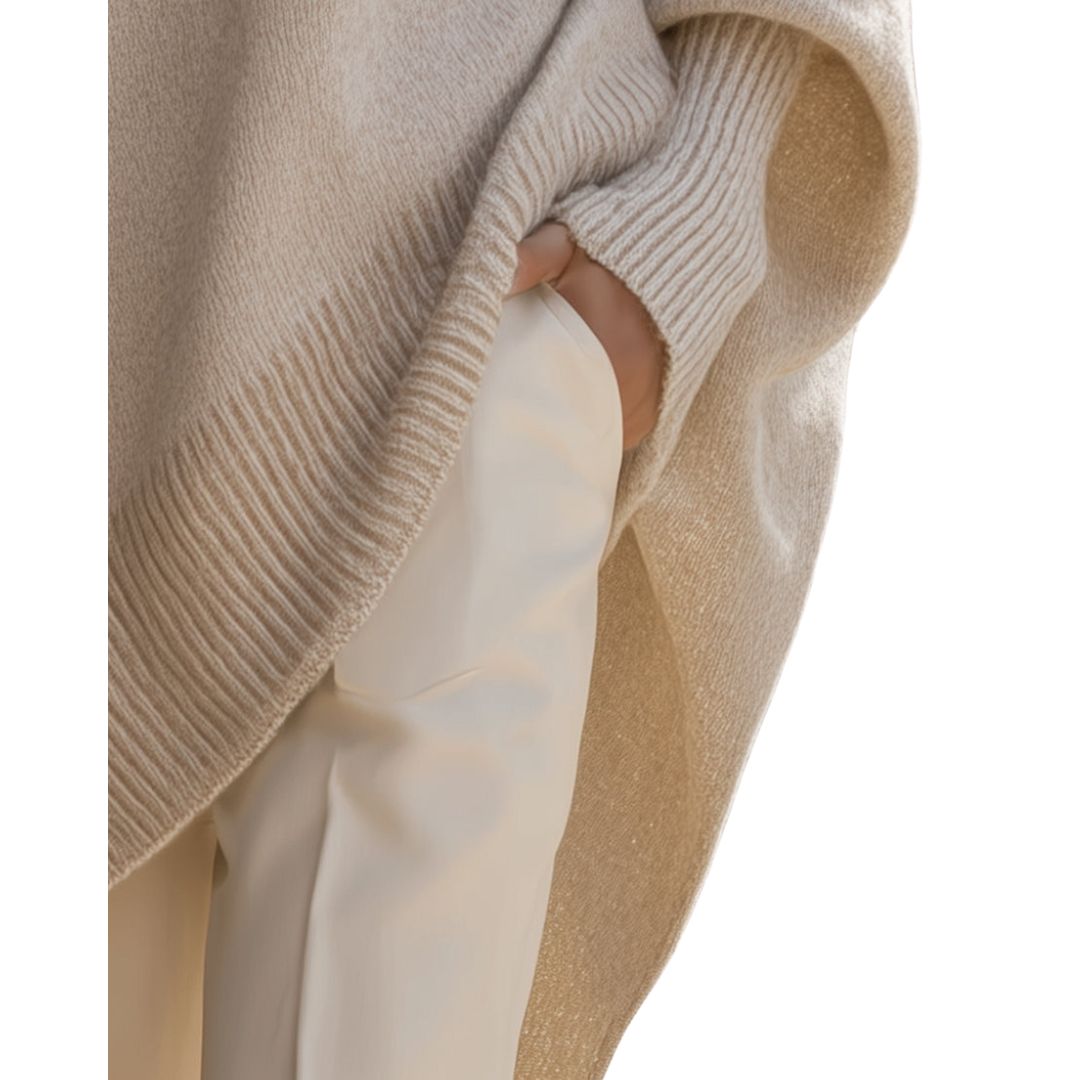 Lois | The Beige Knit Poncho Jumper