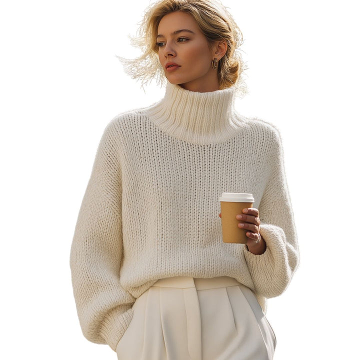 Zanvella™ | The Cream Oversized roll‑neck Jumper