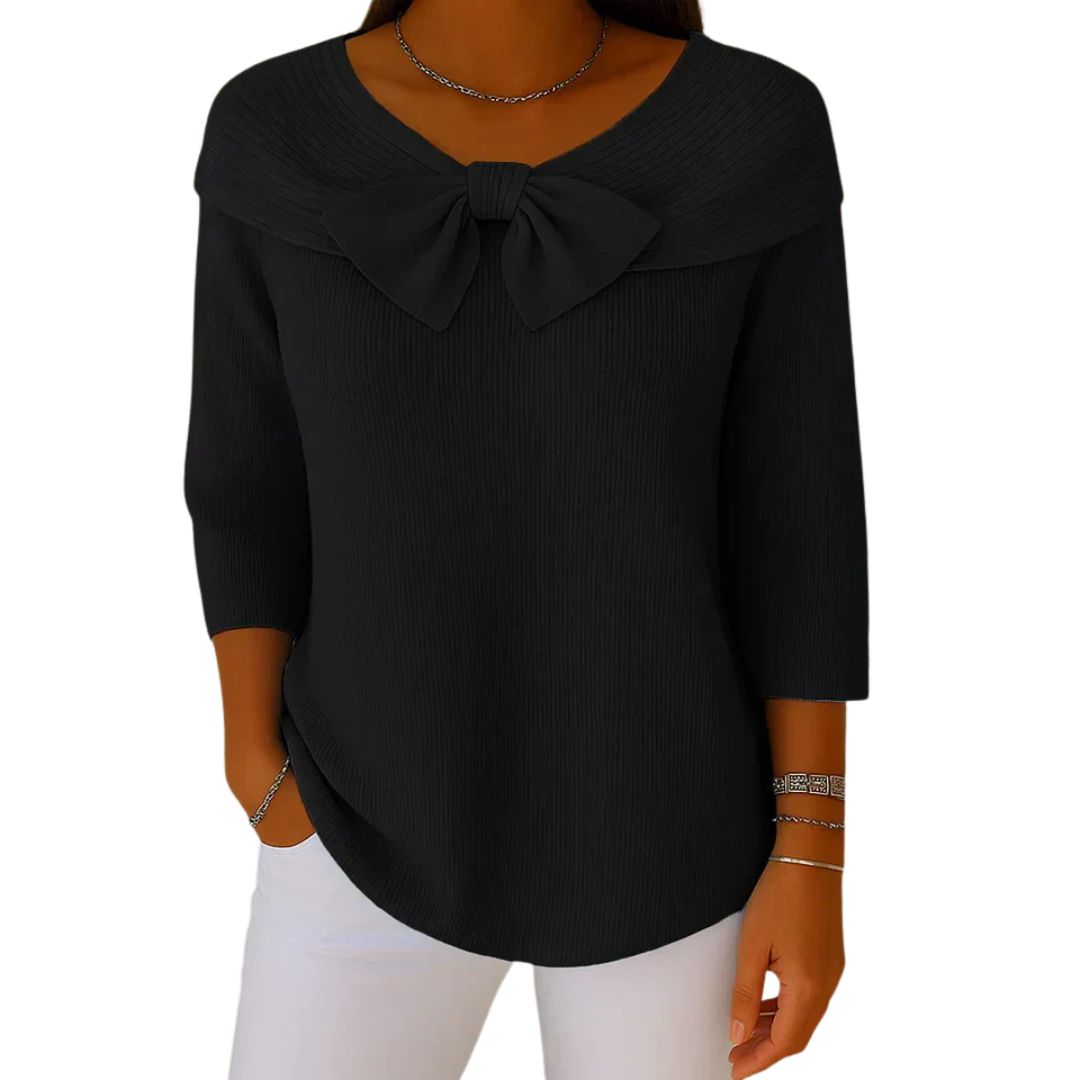 Grace | Elegant Knitted Bow Top – Subtle Femininity in Style