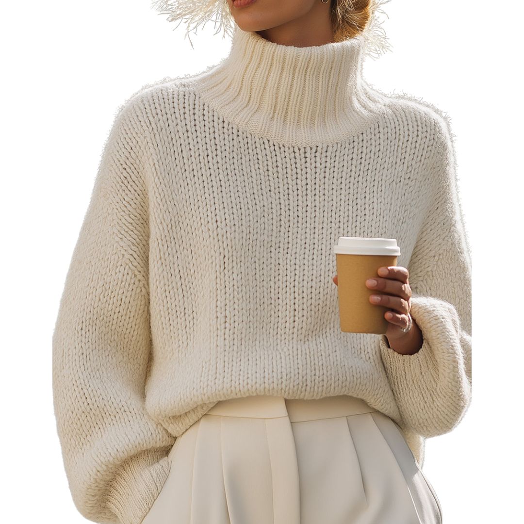 Zanvella™ | The Cream Oversized roll‑neck Jumper