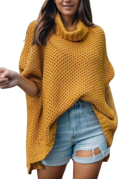 Zanvella™ | Roll‑neck Solid Dolman Sleeve Jumper