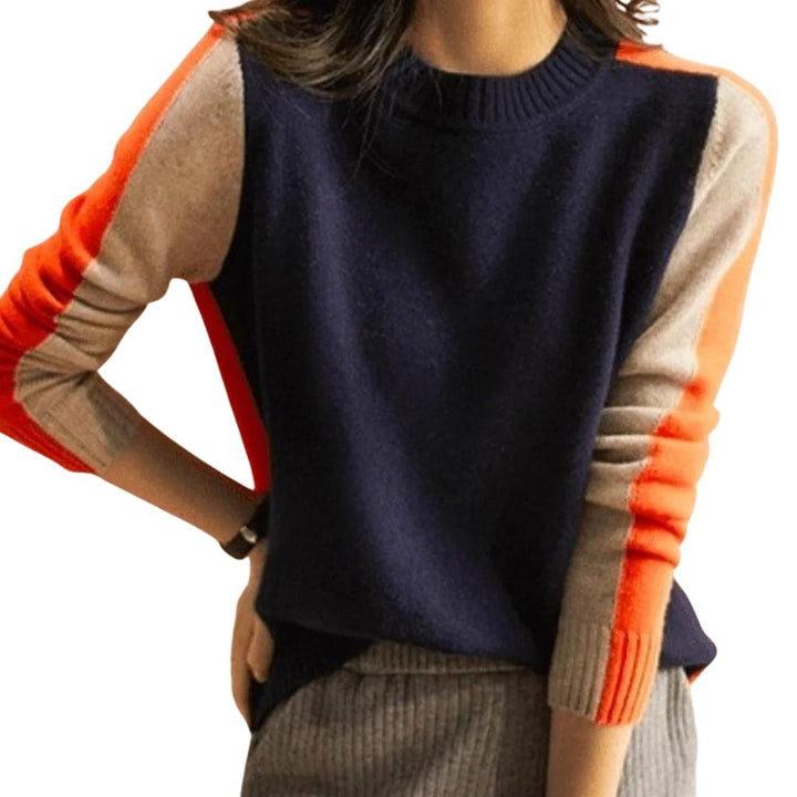 Zanvella™ | Navy and Orange Retro Stripe Jumper