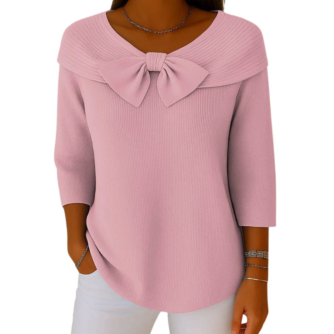 Grace | Elegant Knitted Bow Top – Subtle Femininity in Style