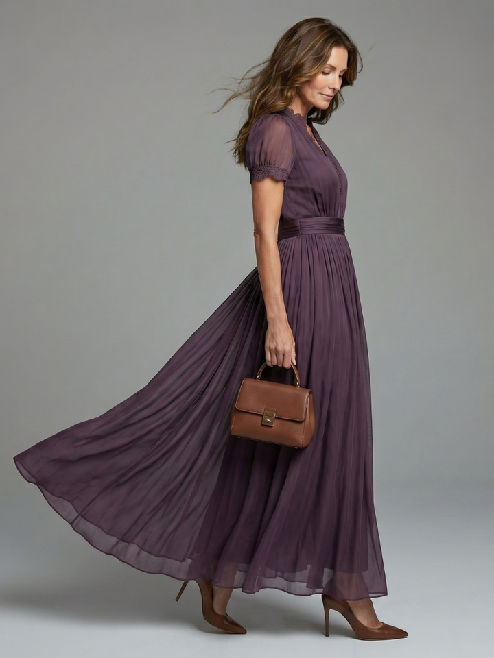ELIA | GATHERED WAIST KEYHOLE MAXI DRESS