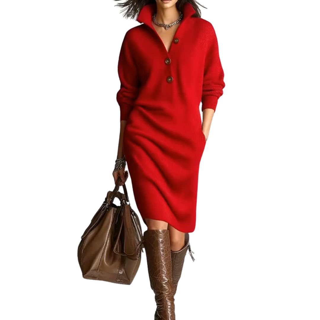 Isla | Soft Knit High-Neck Jumper Dress