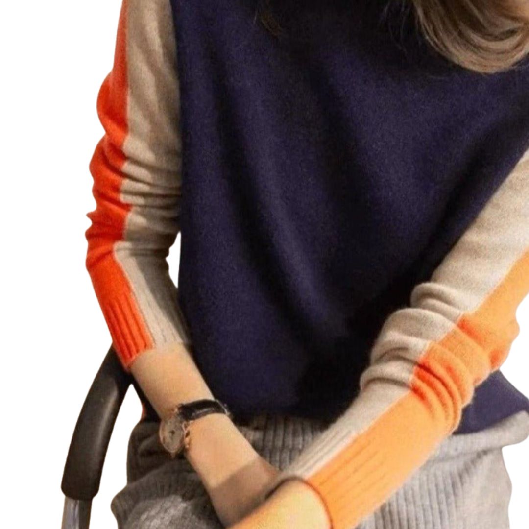 Zanvella™ | Navy and Orange Retro Stripe Jumper
