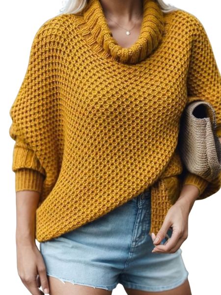 Zanvella™ | Roll‑neck Solid Dolman Sleeve Jumper