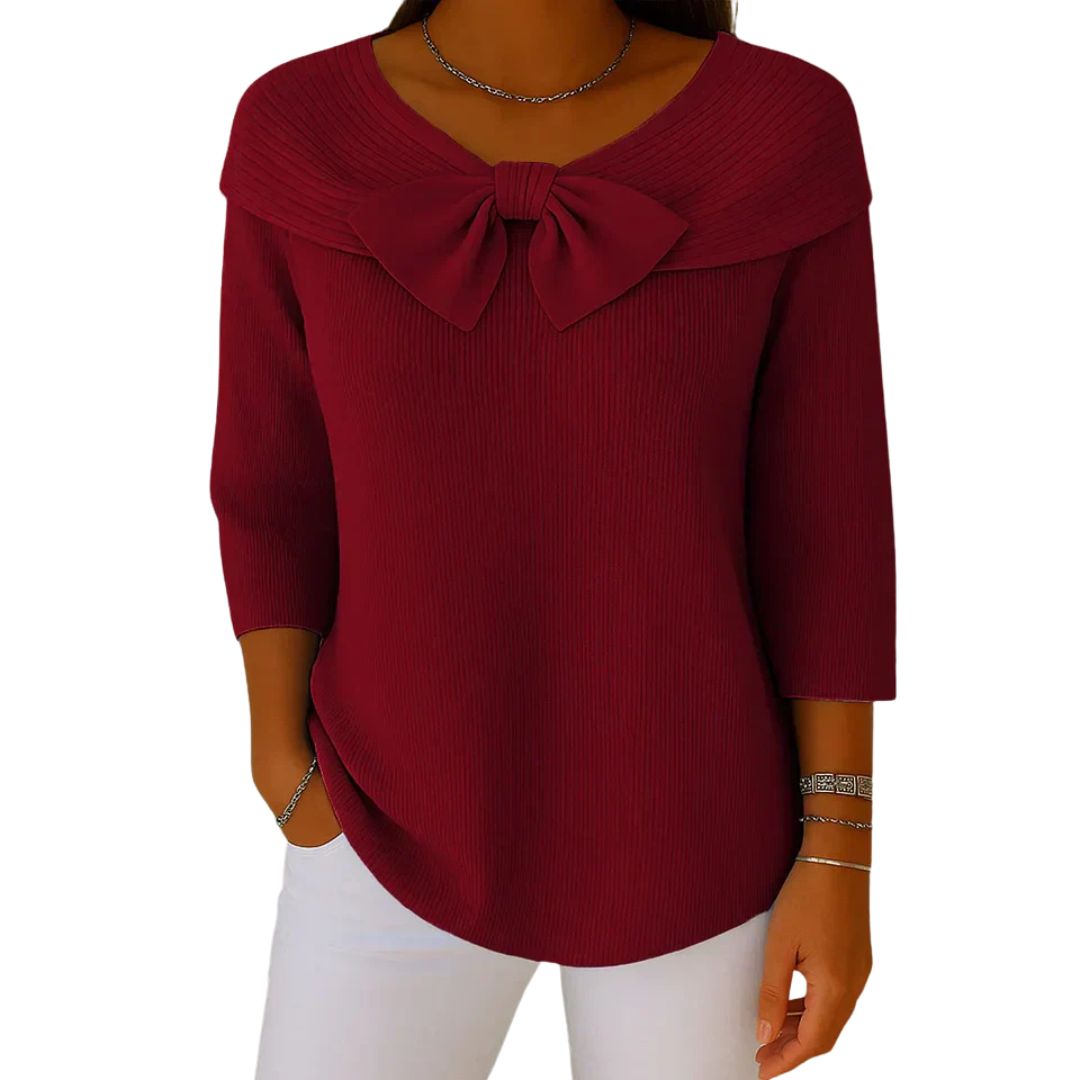 Grace | Elegant Knitted Bow Top – Subtle Femininity in Style