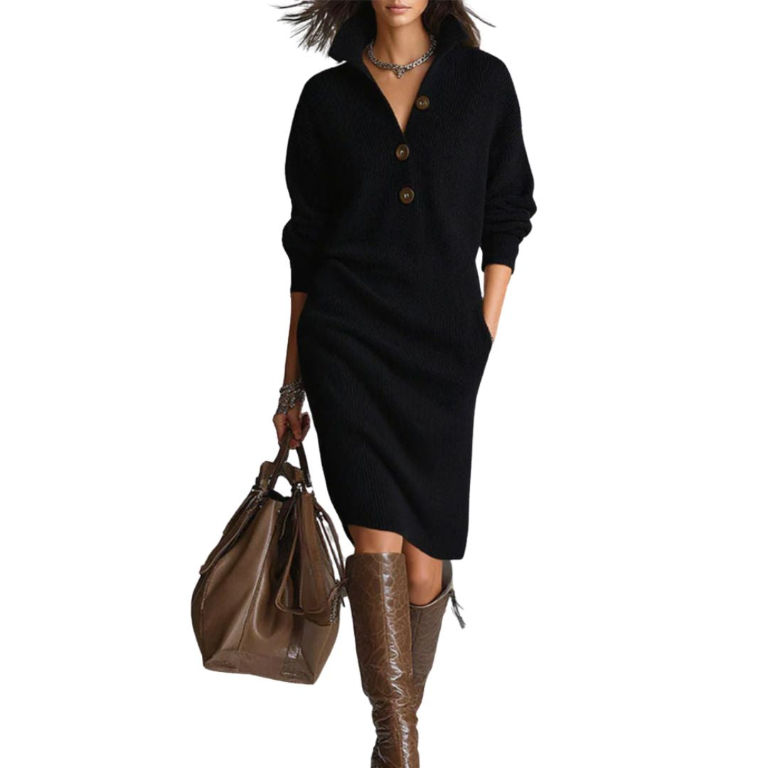 Isla | Soft Knit High-Neck Jumper Dress