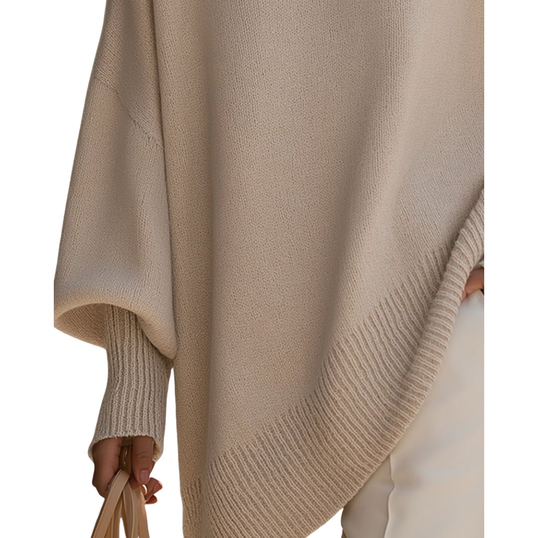 Lois | The Beige Knit Poncho Jumper