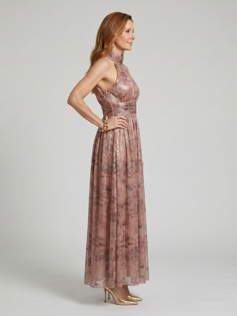 IMOGEN | TEXTURED FINISH SLEEVELESS MIDI DRESS