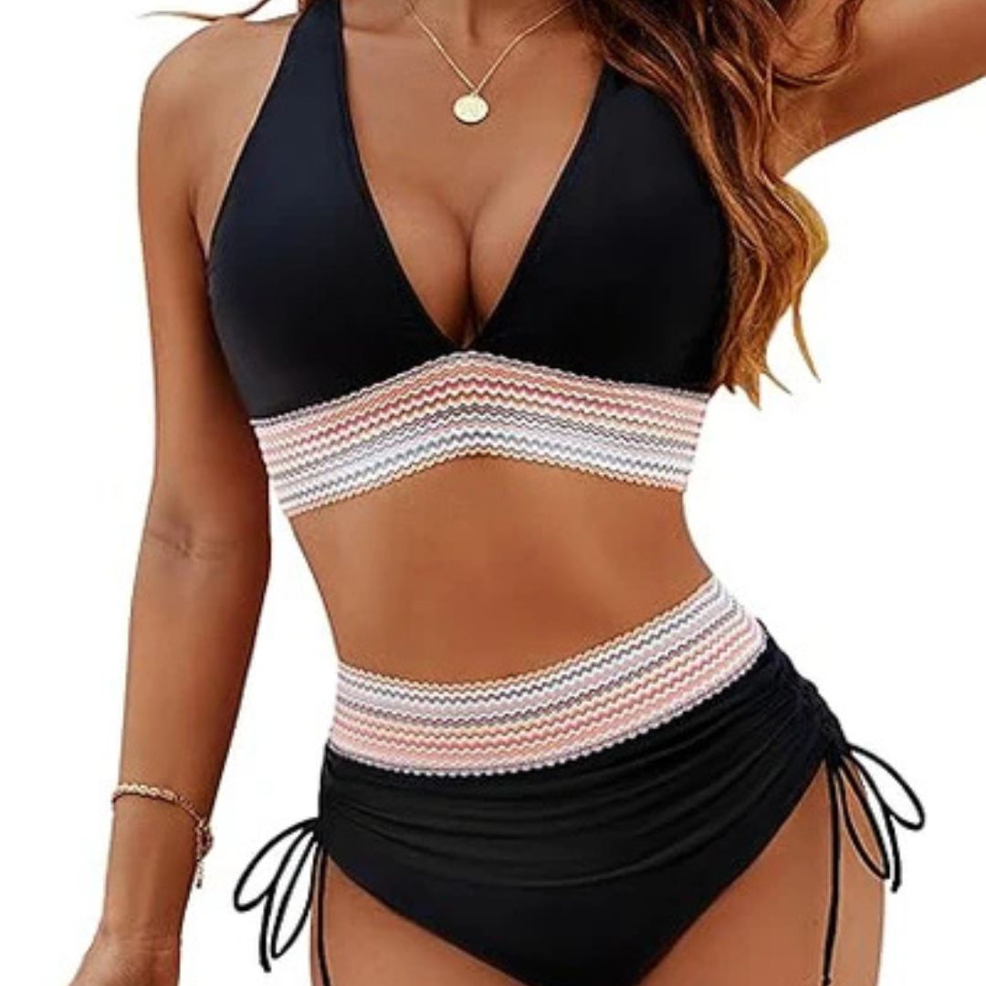 LILIAN | COLORFUL STRIPED TWO-PIECE SWIMSUIT