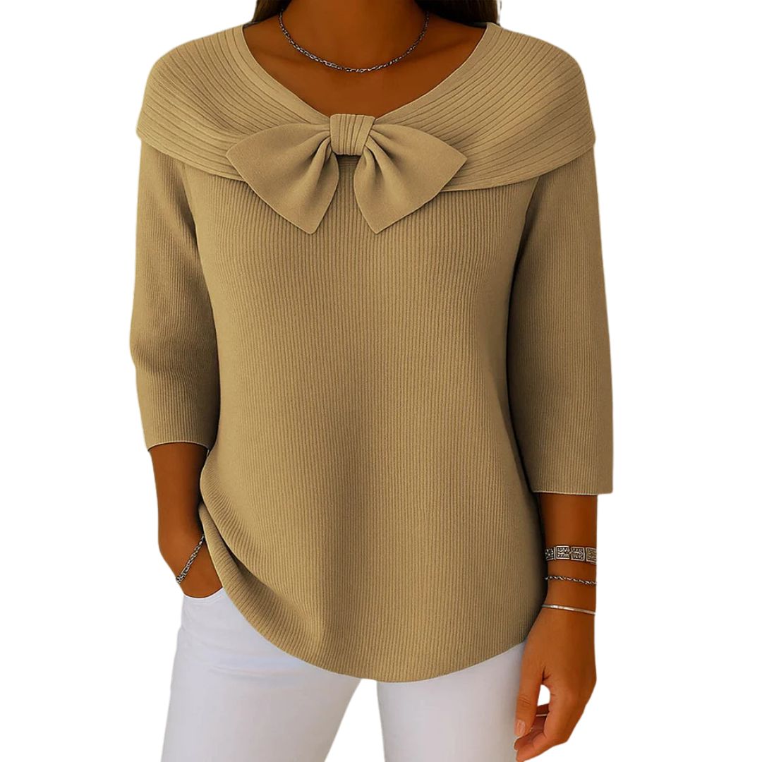 Grace | Elegant Knitted Bow Top – Subtle Femininity in Style