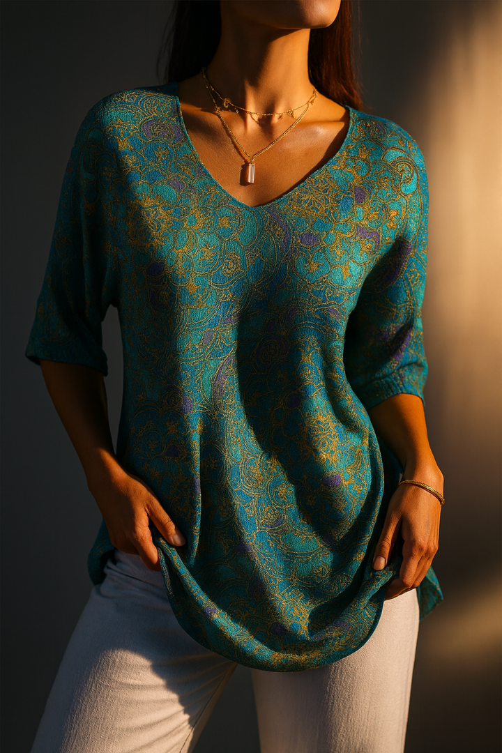 AMELIA | RETRO ART PRINT CASUAL PULLOVER KNIT
