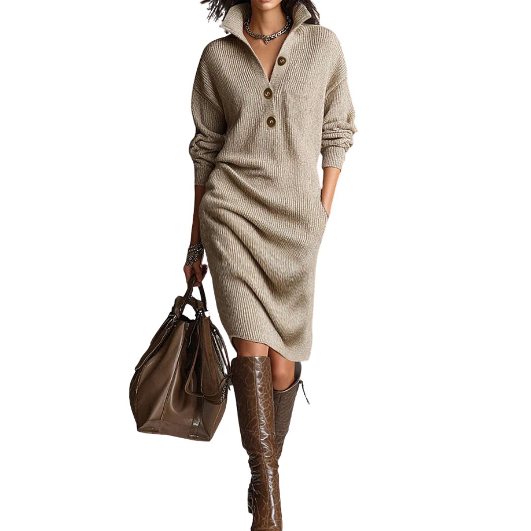 Isla | Soft Knit High-Neck Jumper Dress
