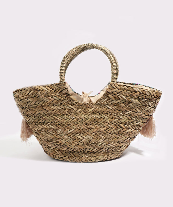 Capazo natural con lentejuelas