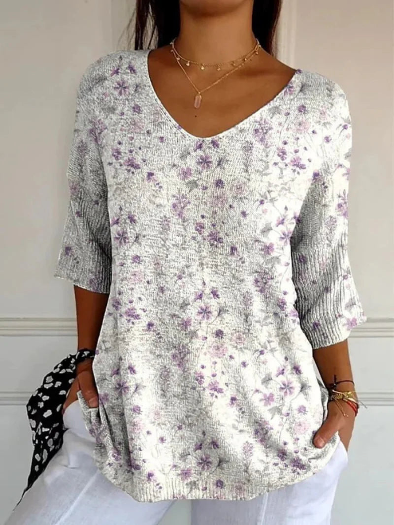 AMELIA | RETRO ART PRINT CASUAL PULLOVER KNIT
