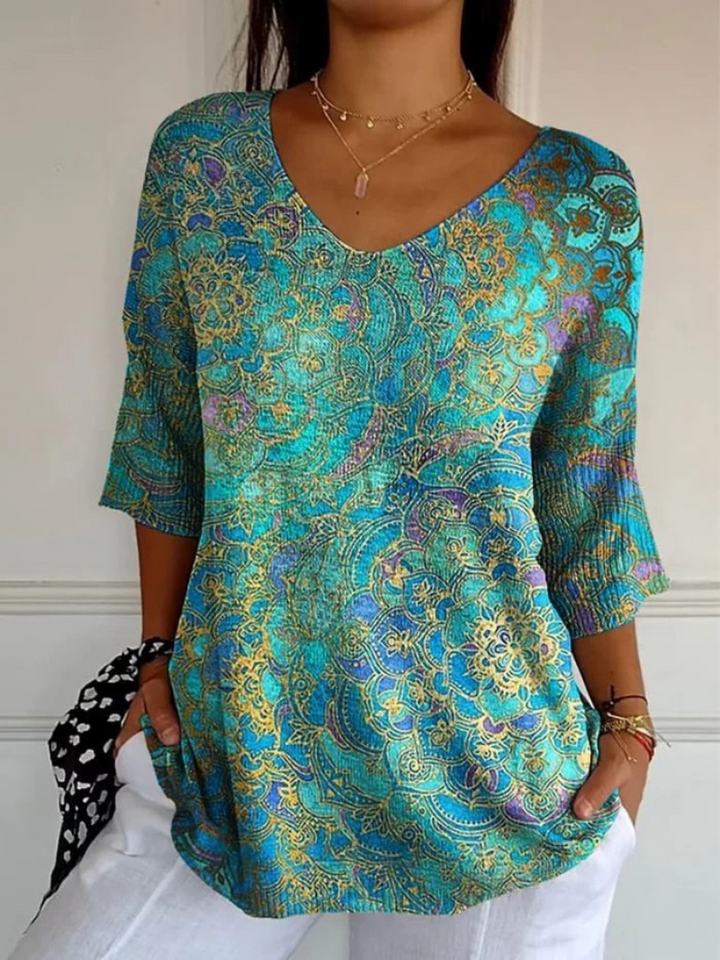 AMELIA | RETRO ART PRINT CASUAL PULLOVER KNIT