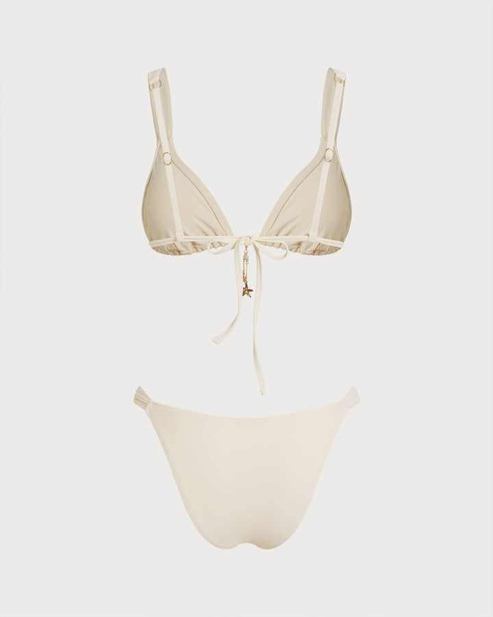 LISA | OFF WHITE DRAWSTRING TRIANGLE BIKINI SET