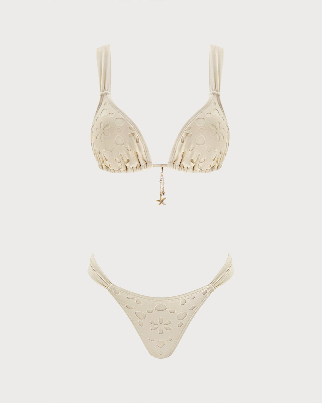 LISA | OFF WHITE DRAWSTRING TRIANGLE BIKINI SET