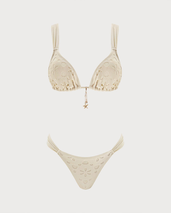 LISA | OFF WHITE DRAWSTRING TRIANGLE BIKINI SET