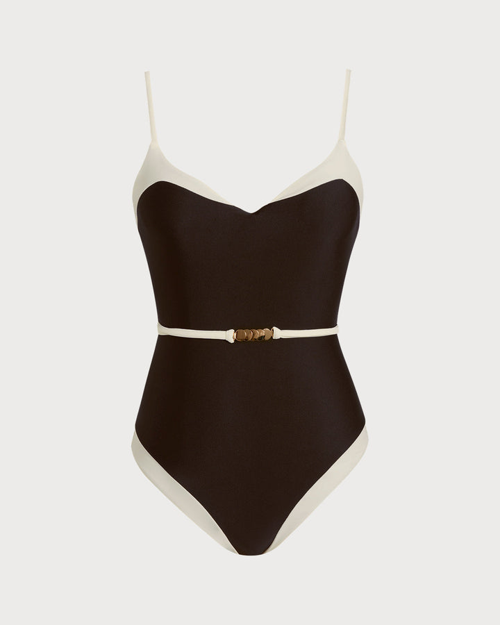 NOVA | BROWN V NECK BRALETTE ONE PIECE